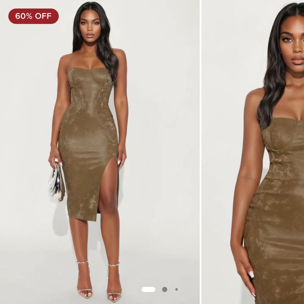 Suede Olive Strapless Dress